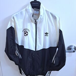 Vintage Old School Adidas Original   S.S. Off White Hood Wind Jacket Men's Med